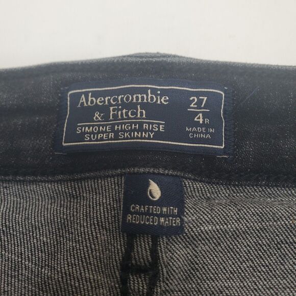 Abercrombie And Fitch High Rise Super Skinny Dark Wash Women's Jeans Size 27/4 - Picture 9 of 15